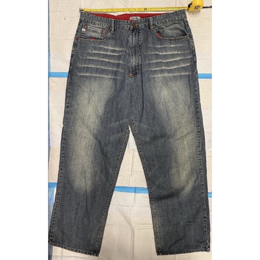 Indigo Red Men's Jeans Lux Industrial Baggy Blue Denim Size 40 #3